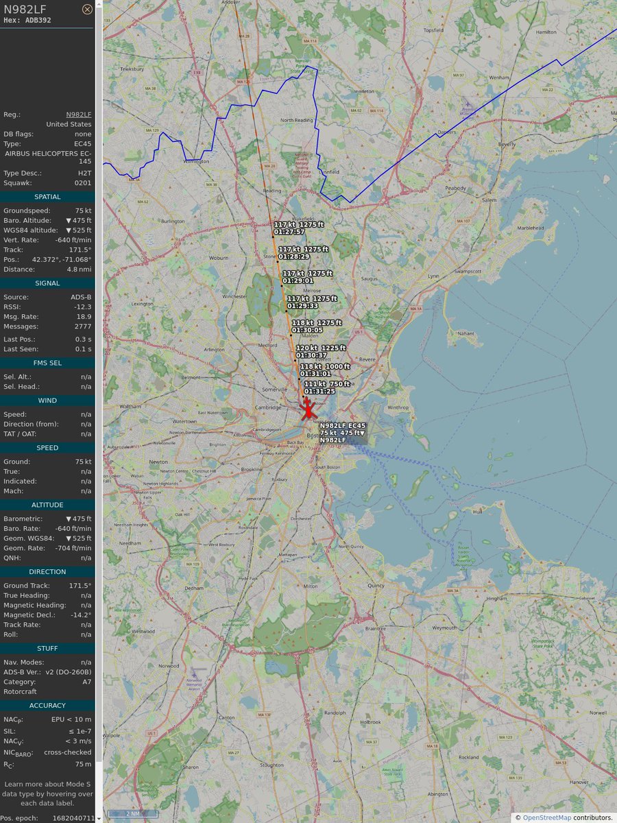 AboveMedford's tweet image. ICAO: #ADB392
Flt: #N982LF #AIRMETHODS
First seen: 2023/04/20 21:29:57
Min Alt: 1050 ft MSL
Min Dist: 0.96 mi

#planefence #adsb - planefence.com/medford
globe.adsbexchange.com/?icao=adb392