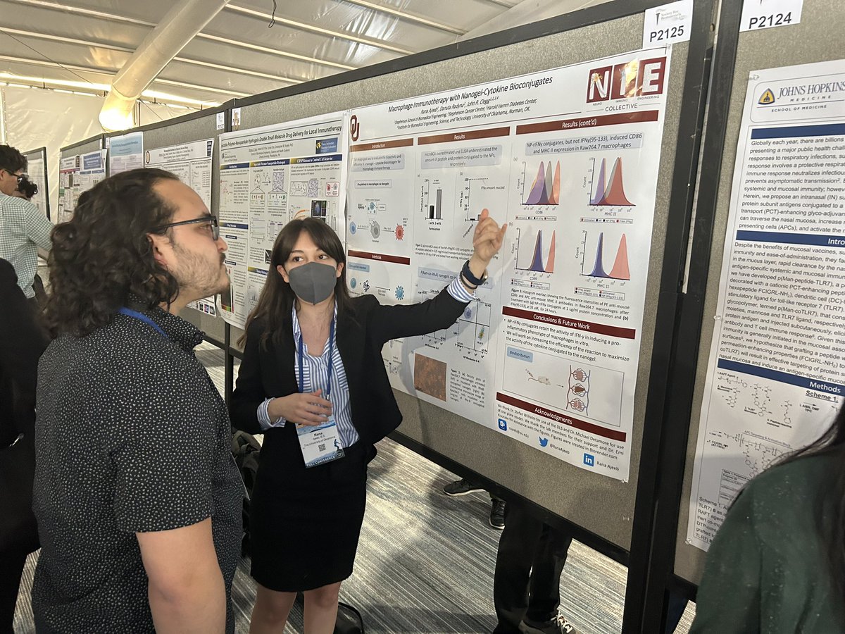 JohnRClegg's tweet photo. Great poster presentations @SFBiomaterials by BME undergraduate student Danuta Radyna and @sbme_ou PhD student Rana Ajeeb @RanaAjeeb on engineered nanogels! Very proud of their work and science communication! https://t.co/hZdCm2Vb2m