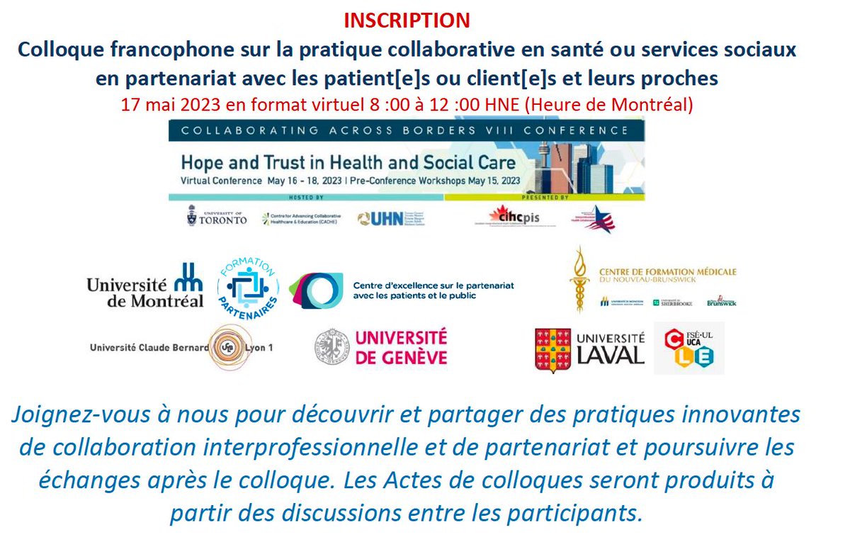 Inscription au volet franco du <a href="/CAB_VIII_2023/">Collaborating Across Borders</a> par ici👍 events.myconferencesuite.com/CAB-VIII/reg/f…