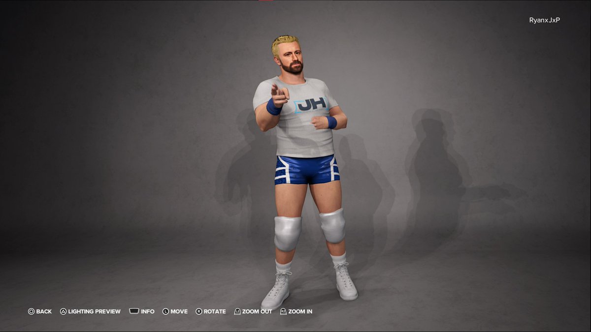 Ryanxjxp's tweet photo. @Iconic2k I usually don't create actual wrestlers, but this was a special request, so my first ever attempt was at creating Joe Hendry.  Only two custom images so far are the shirt and the face. https://t.co/5ov98GqlXd