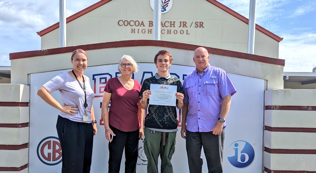 CBHSArt's tweet photo. Congrats to Rowan Booth! Central Brevard Art Association awarded a $1,000 scholarship, framing of one artwork from Ridley's Custom Framing, and The Studios Of Cocoa Beach art gallery will host his show the month of June complete with a formal Show Opening June 3 from 6-9pm. https://t.co/2L1BBryWiN
