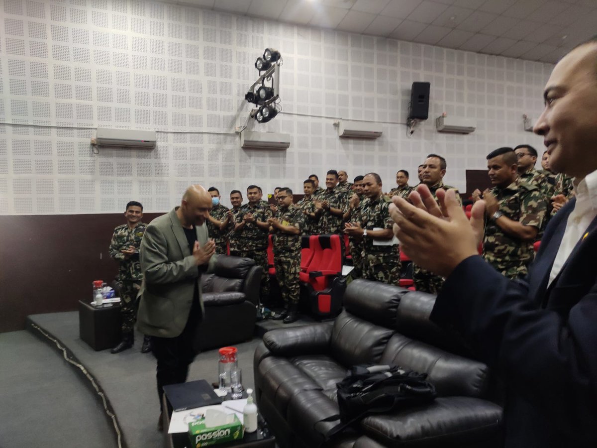 NavinSinghKhadk's tweet photo. Presentation and talk on "Global #climate politics: what it means for security agencies in terms of #disaster preparedness and #nature #conservation" at the Army Command and Staff College of The Nepali Army.

Many thanks Col Ram Chandra Thapa, @AcharyaShil  and Sushil Khadkaji https://t.co/JVvHahLTNc
