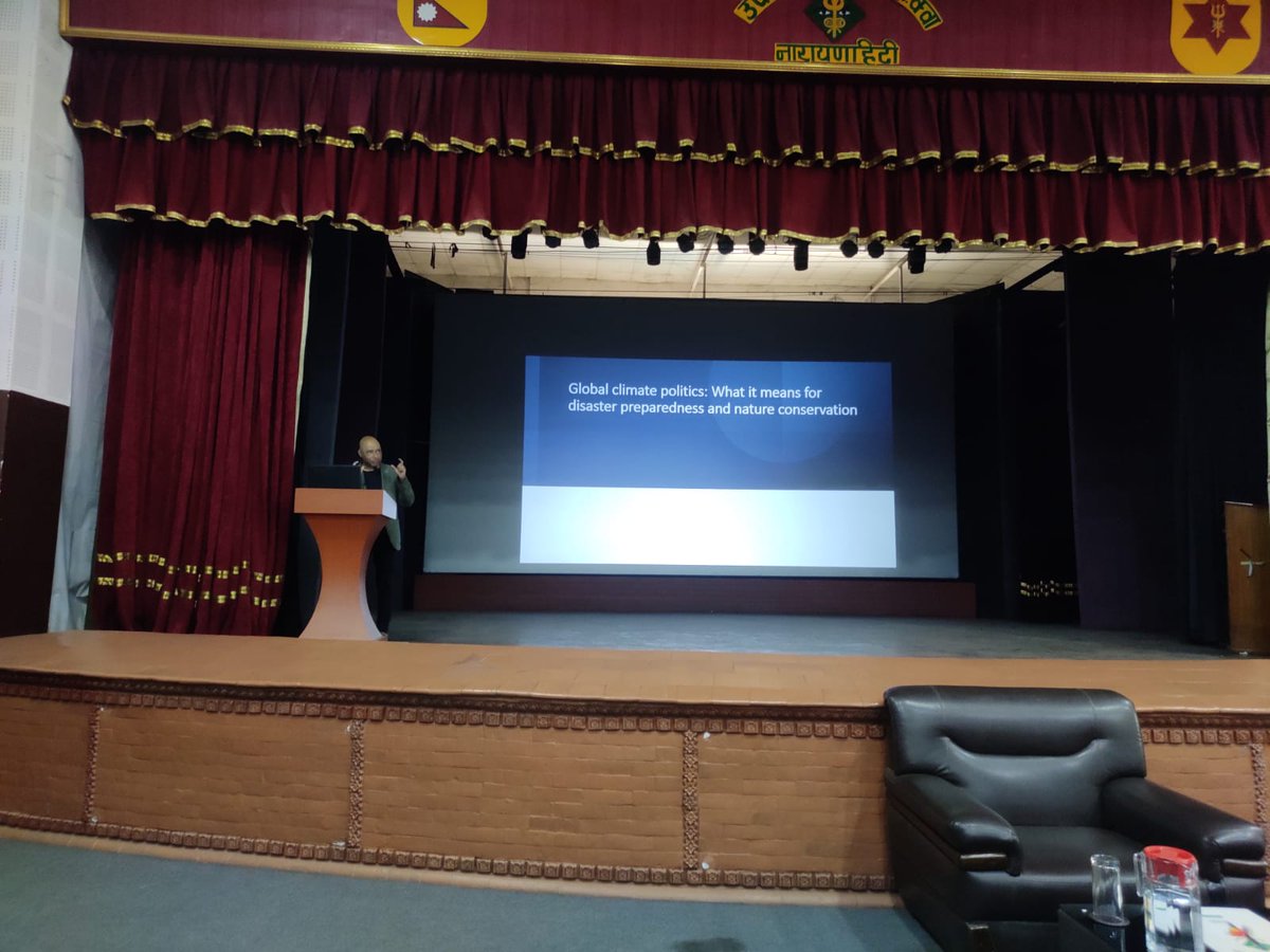 NavinSinghKhadk's tweet photo. Presentation and talk on "Global #climate politics: what it means for security agencies in terms of #disaster preparedness and #nature #conservation" at the Army Command and Staff College of The Nepali Army.

Many thanks Col Ram Chandra Thapa, @AcharyaShil  and Sushil Khadkaji https://t.co/JVvHahLTNc