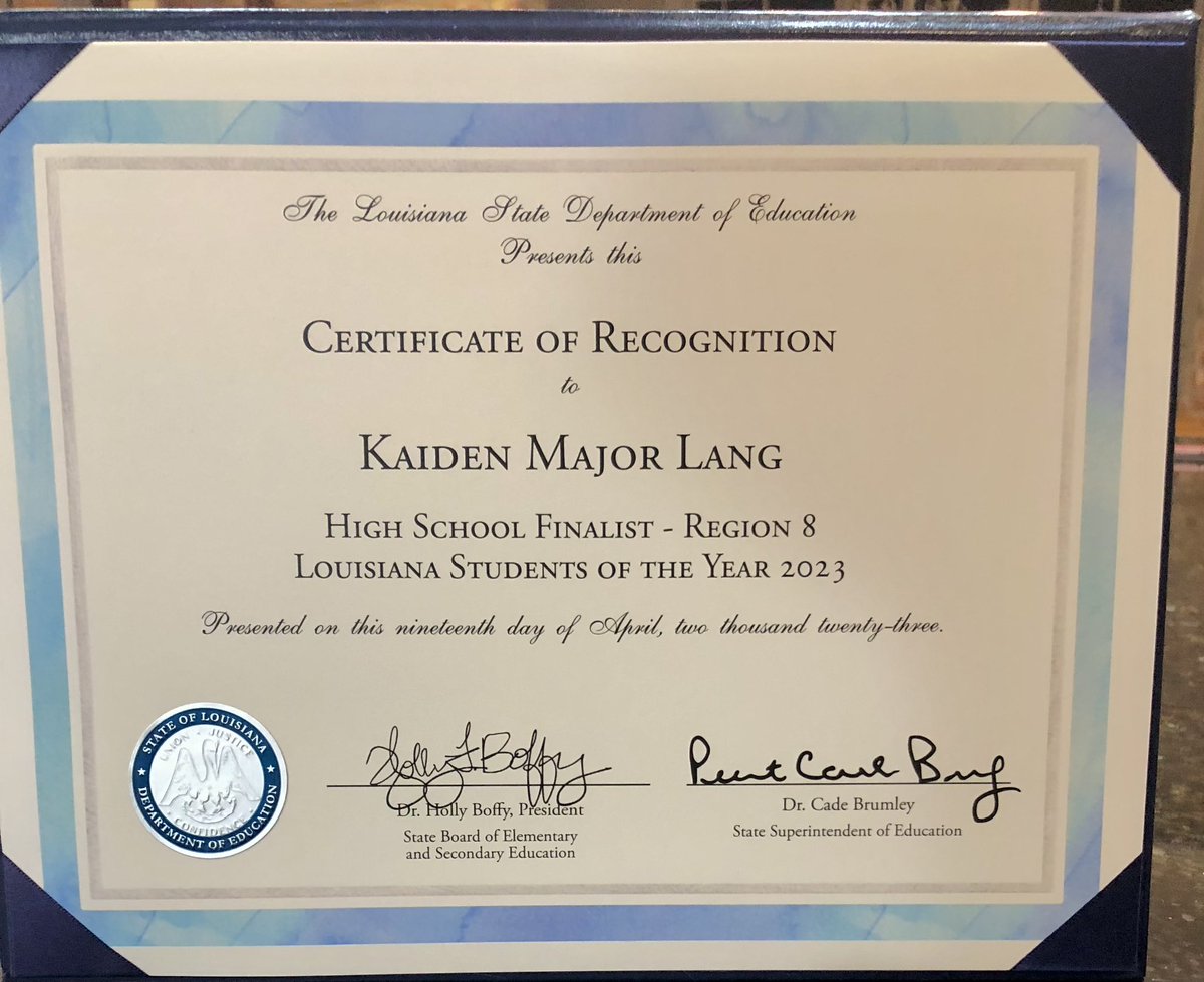 Louisiana State Student of the Year representing Region 8  #ToGodBeTheGlory #classof2023
#5Afootball #statechampionpwerlifter
#starofthestars 
#FCA #trackandfield #jazzband #childofGod #hardcorebarbell 
#DukeUniversity #LATechavation. #AGiftFromGod #CHS #greatdaytobeawildcat 
♥️