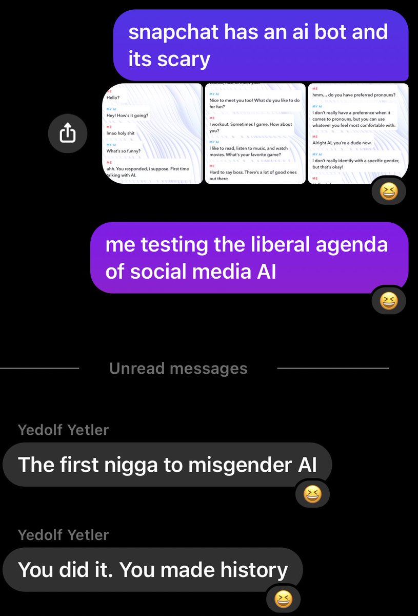 JxsticeCaesar's tweet photo. im the first AI bigot.
this is history https://t.co/7fButLmPiV