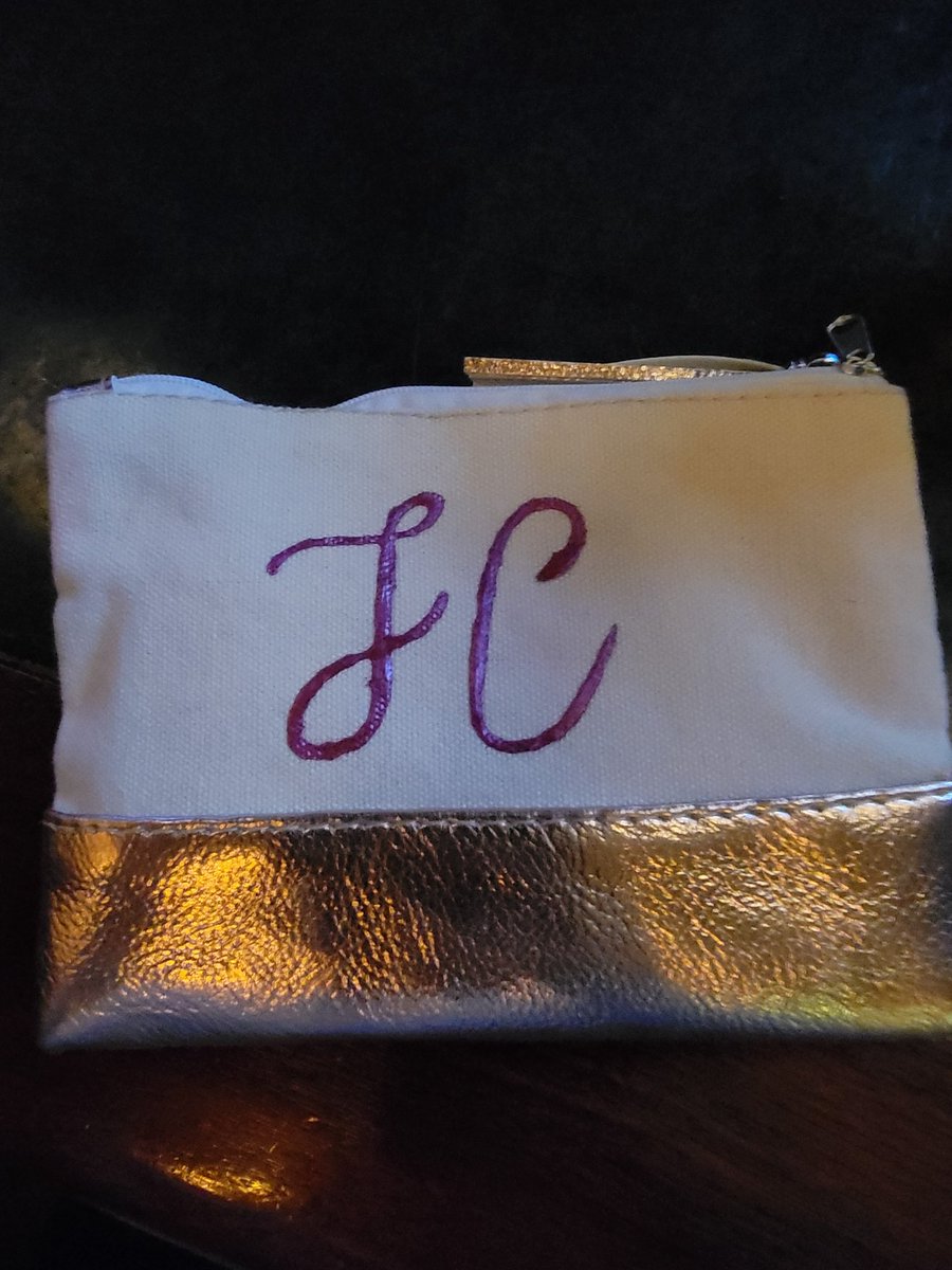 #LostAndFound Monogrammed Gold glitter cosmetic bag (women's wallet) #found near Boylston & Dalton st (Back Bay, Boston) @universalhub #Boston #LostAndFound #wallet #cosmeticbag