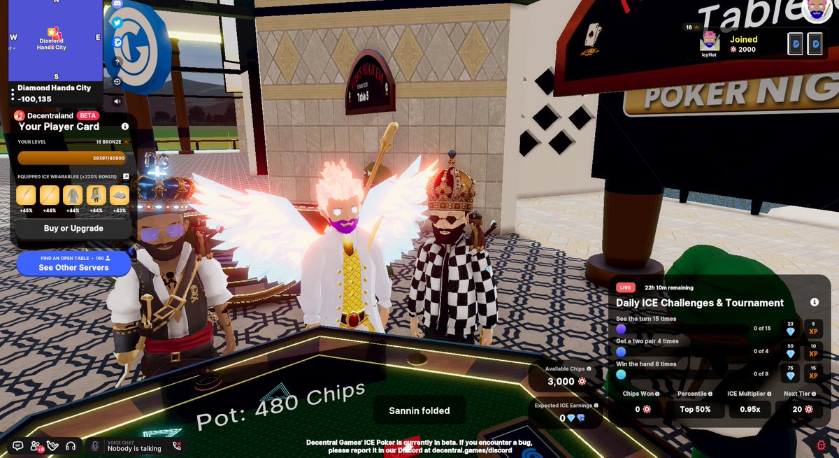 chillin with the bros at DHC in <a href="/decentraland/">Decentraland</a> <a href="/DecentralGames/">Decentral Games</a> #ICEpoker
