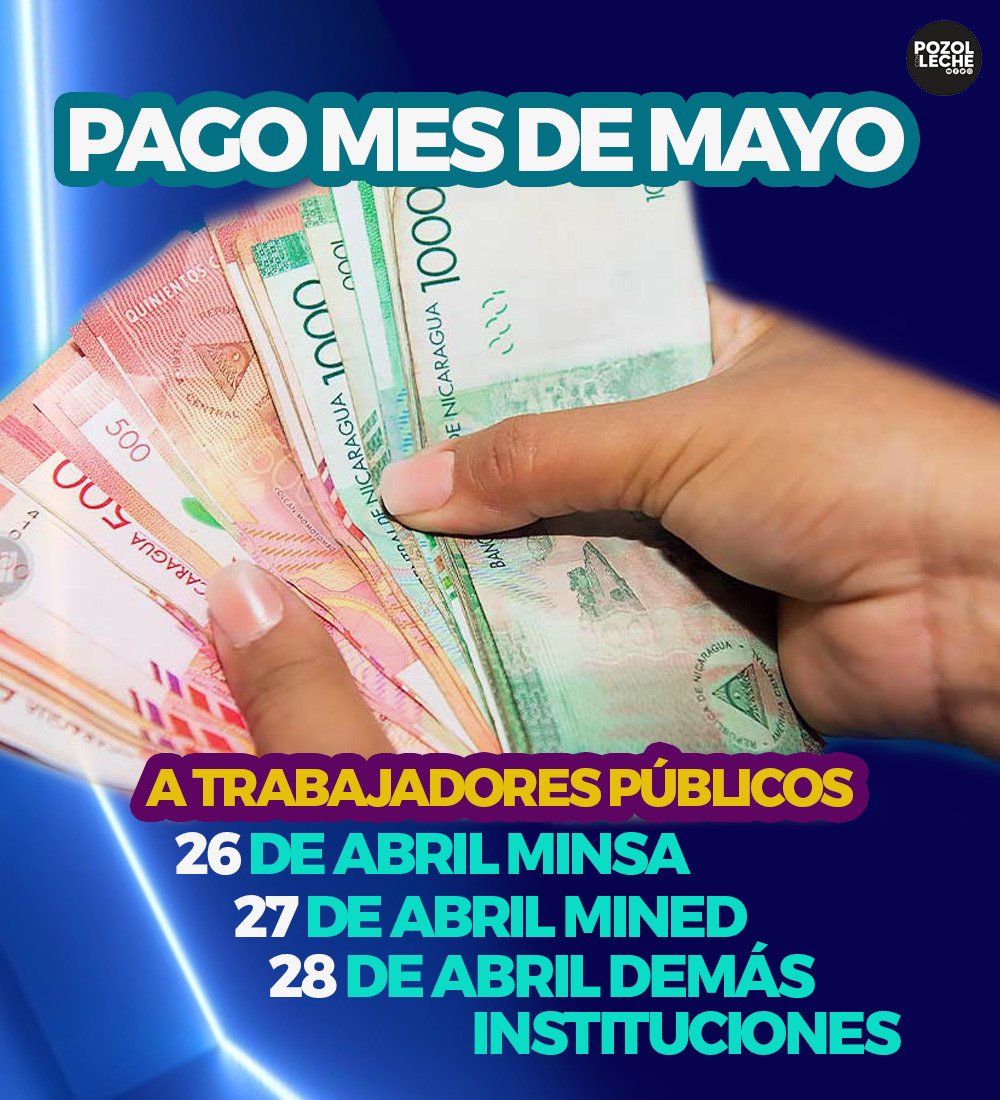 #LaPazNuestraVictoria | La Compañera Rosario Murillo anunció el adelanto de salario para el mes de mayo, para trabajadores del estado.