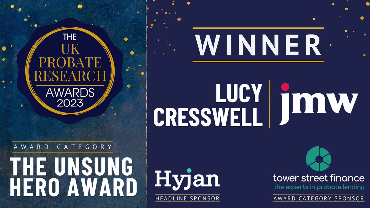 AwardsProbate's tweet photo. Proud to announce that the winner of this year's 'Unsung Hero Award' goes to Lucy Cresswell of @jmwsolicitors π π
#Probies2023 #PRA2023 https://t.co/BJVpKxV46F
