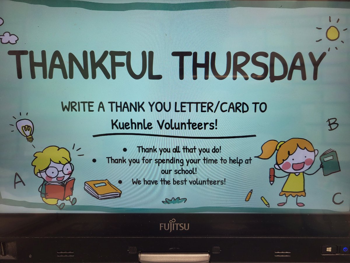 Lupe Riojas, M.Ed. (@riojaslupe) on Twitter photo Today's Thankful Thursday goes to our Kuehnle Volunteers! My 5th graders appreciate all your hardwork and dedication! I forgot to get pics of all the cards! 🤦♀️❤️ #volunteerappreciation
<a href="/KuehnleKISD/">Kuehnle Elementary</a> <a href="/KleinISD/">Klein ISD</a> <a href="/KuehnlePto/">Kuehnle PTO</a> Today's Thankful Thursday goes to our Kuehnle Volunteers! My 5th graders appreciate all your hardwork and dedication! I forgot to get pics of all the cards! 🤦♀️❤️ #volunteerappreciation
<a href="/KuehnleKISD/">Kuehnle Elementary</a> <a href="/KleinISD/">Klein ISD</a> <a href="/KuehnlePto/">Kuehnle PTO</a>