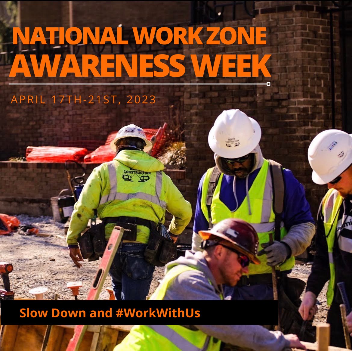 #NationalWorkZoneAwarenessWeek is a time to remind drivers to slow down and use caution when driving through construction zones. At @beaty_inc, we are a family and want to make sure all of our crew members get home safe at night. #WorkWithUs to keep work zones a safe place 🧡