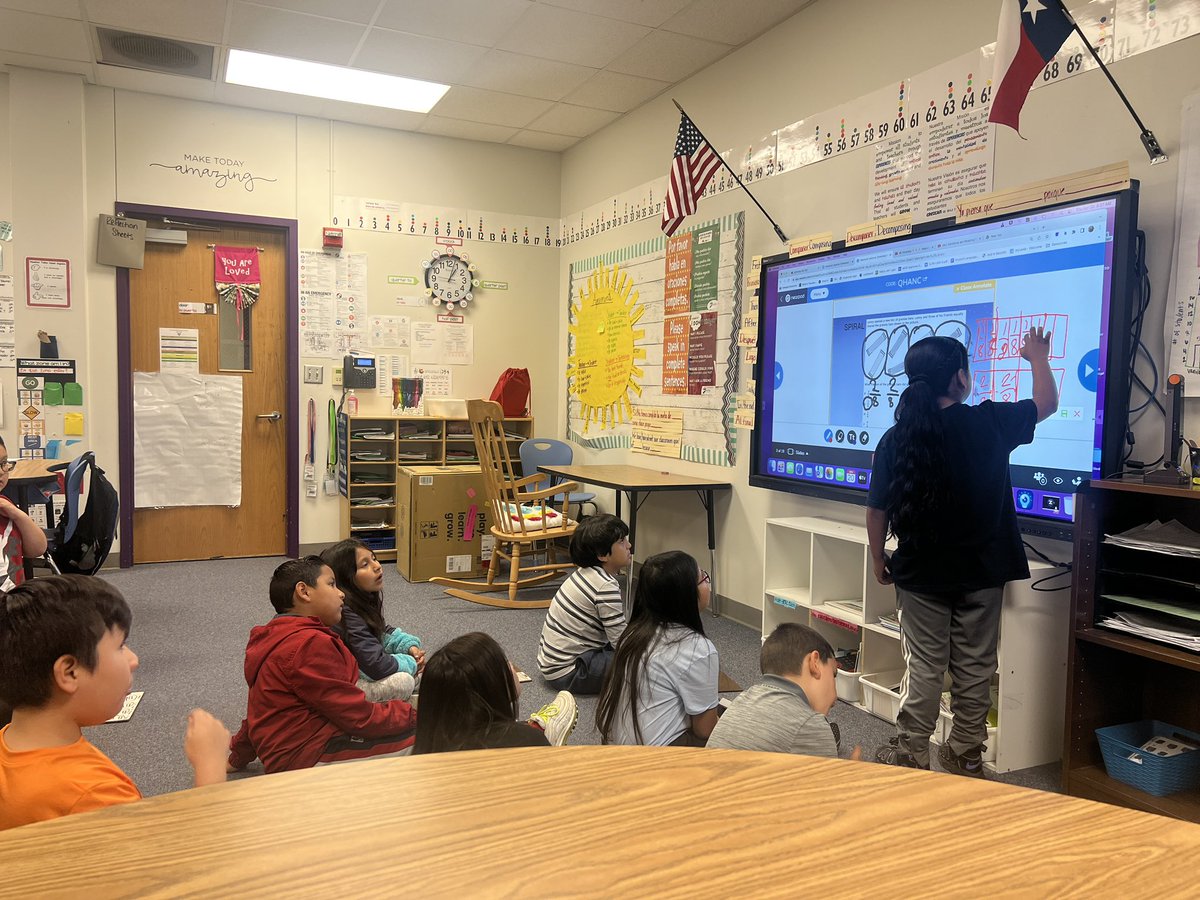 Showing and explaining the different strategies we used to solve our spiral today! Students are great teachers!! #finchfalcons #mymisd