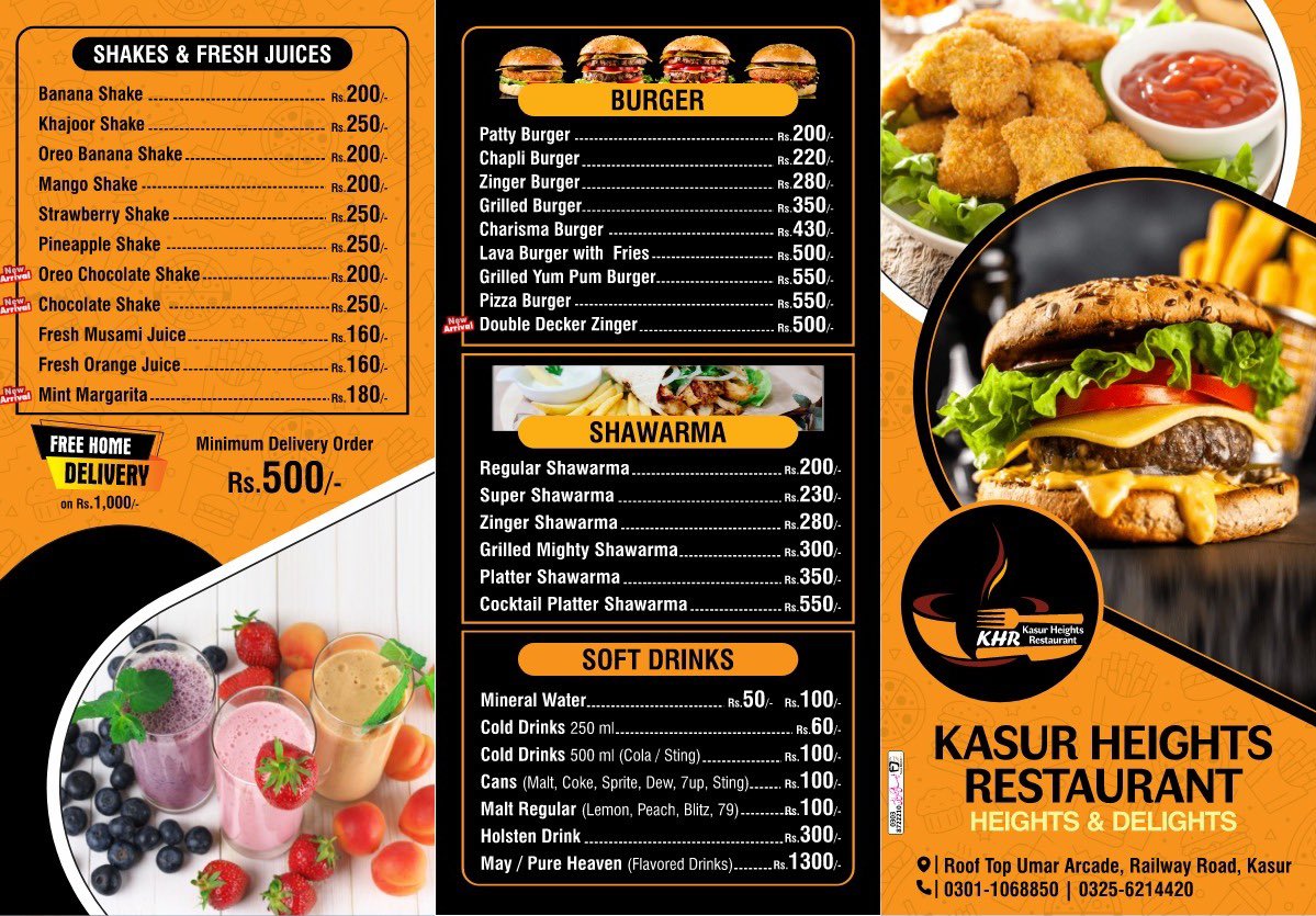KasurHeights's tweet photo. Updated Menu of KHR https://t.co/xFxxZt5yN6