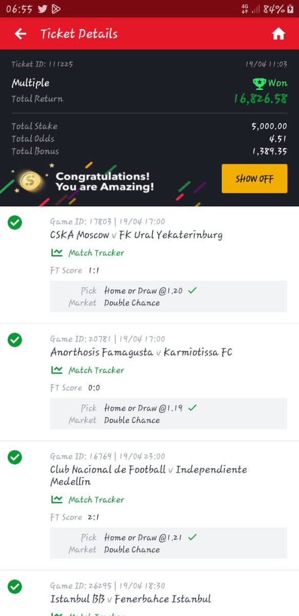 WizSureBet's tweet photo. Our last 4+ ODD played✅️

Congrats to everyone who played  🧘‍♂️ 

Follow us for more sure games 
#BettOn1xbet #SportyBet #betprediction #predictandwin https://t.co/gX59Jpp2gW