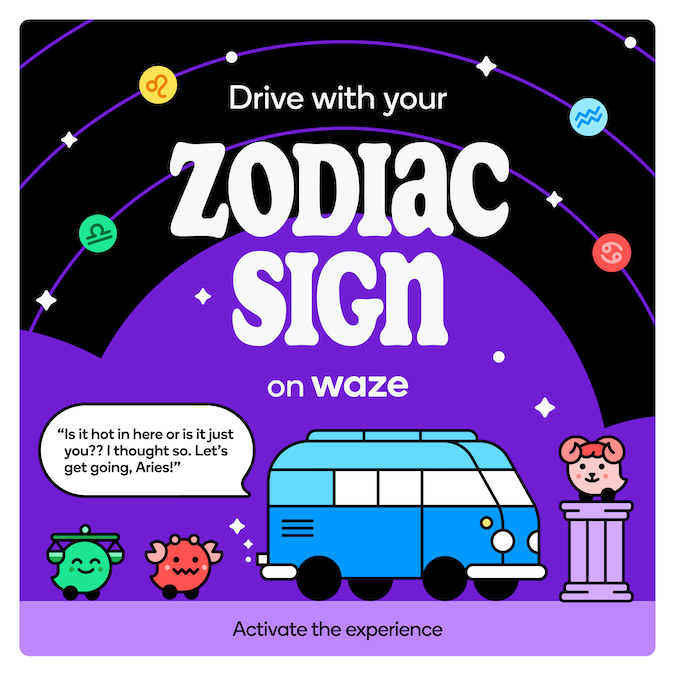 waze_espana's tweet photo. Las estrellas se han alineado para brindarte nuestra última experiencia en la aplicación.
Conduce con tu signo del zodiaco. Busca el avatar, el coche y la voz (en inglés) de tu signo.
Activa la experiencia https://t.co/Q51ollR6m3