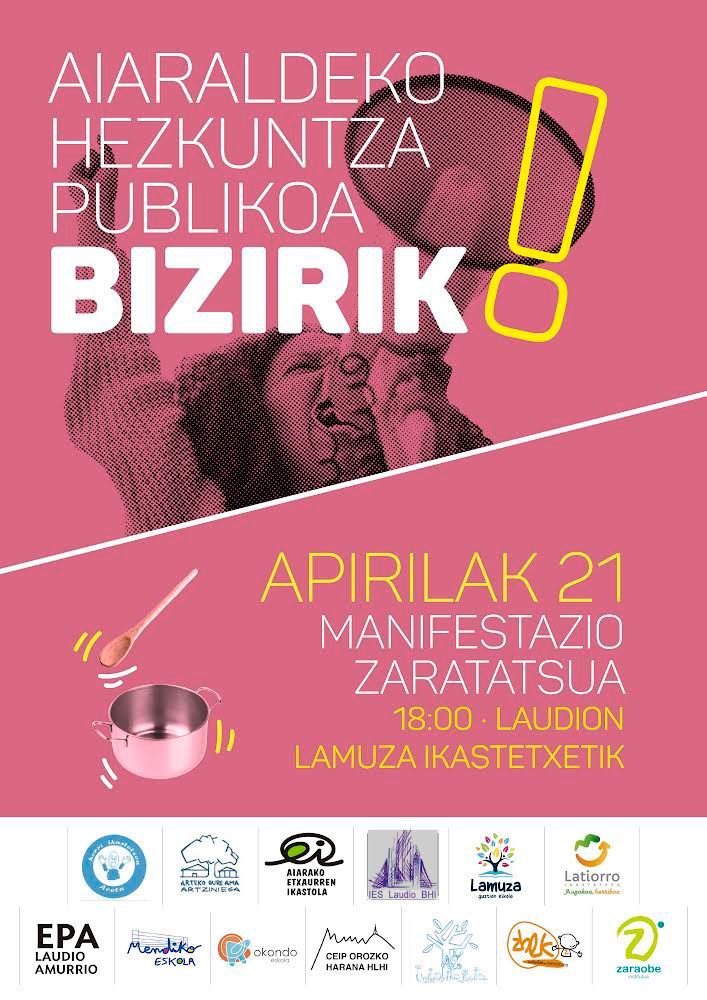 AiaraldeaGreba's tweet photo. 🔴📢 Mobilizazio asteburu indartsua dator 👇👇👇

Ostiralean 👉 Aiaraldeko ikastetxe publikoen manifestazioa

Larunbatean 👉 Jesuriko parke eolikoaren aurkako mobilizazioa

Igandean 👉 Madres Mercedariaseko langileen aldeko deialdia

Aiaraldea berriz ere borrokara! ✊✊✊ https://t.co/PxxJq2YJYP