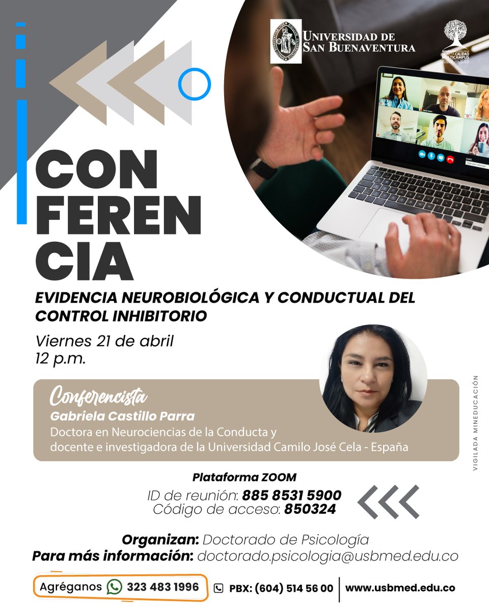 doctoradopsicol's tweet photo. Especial saludo. Reitero invitación a la ponencia de la Dra. Gabriela Castillo Parra, actividad organizada por el Doctorado en Psicología. 21 de abril en modalidad telepresencial. https://t.co/MSaDXjmKKN