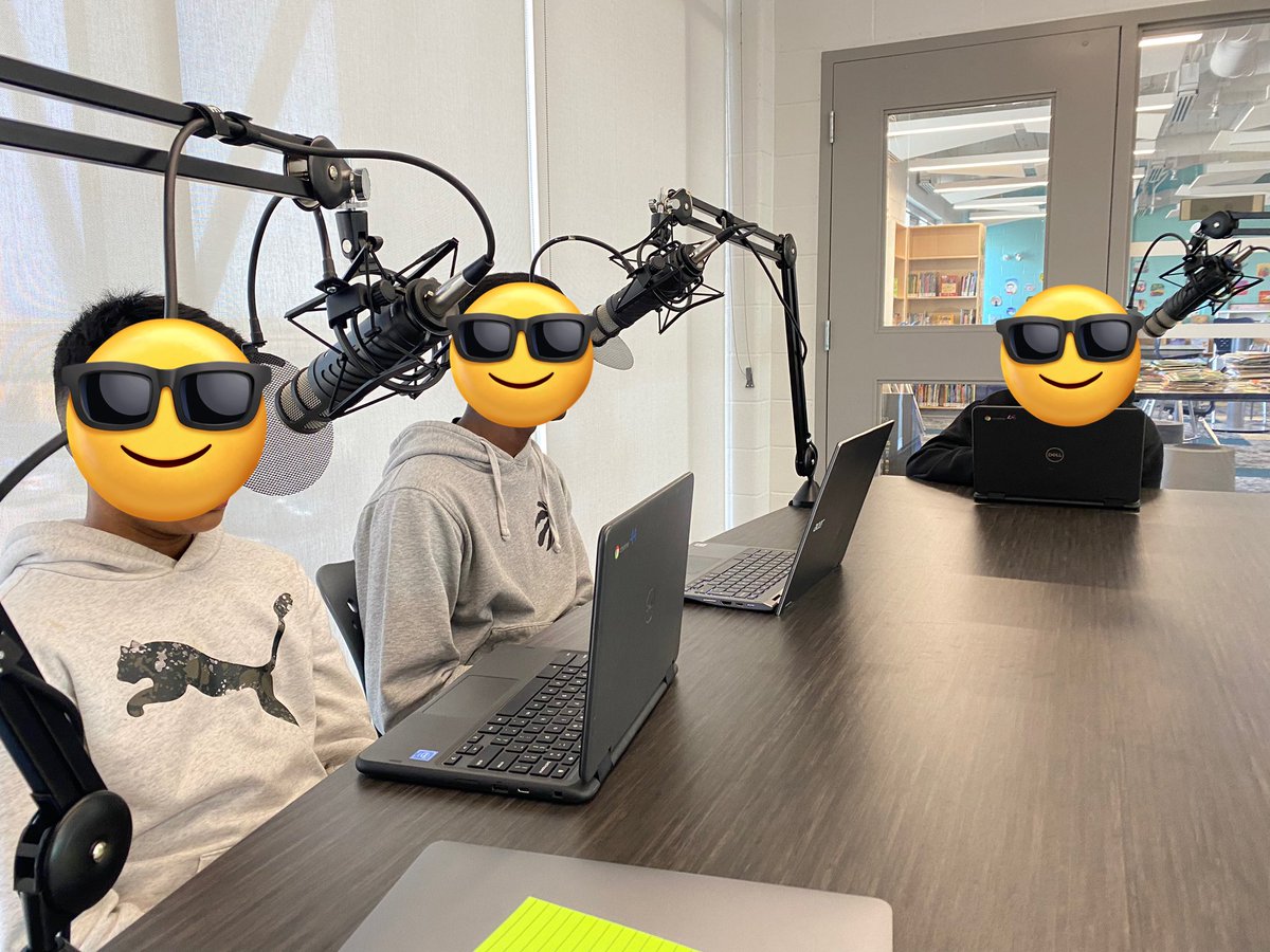 Becoming podcast experts! So proud of how hard these kids have worked on writing their scripts!