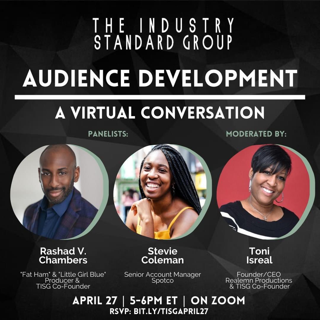 Ya'll ready to talk Audience Development on #Broadway? 📣  Thursday, April 27th, from 5pm - 6pm EST.

Get ready to ask your burning questions because we will be taking live Q&amp;A. 🔥

RSVP: bit.ly/TISGApril27