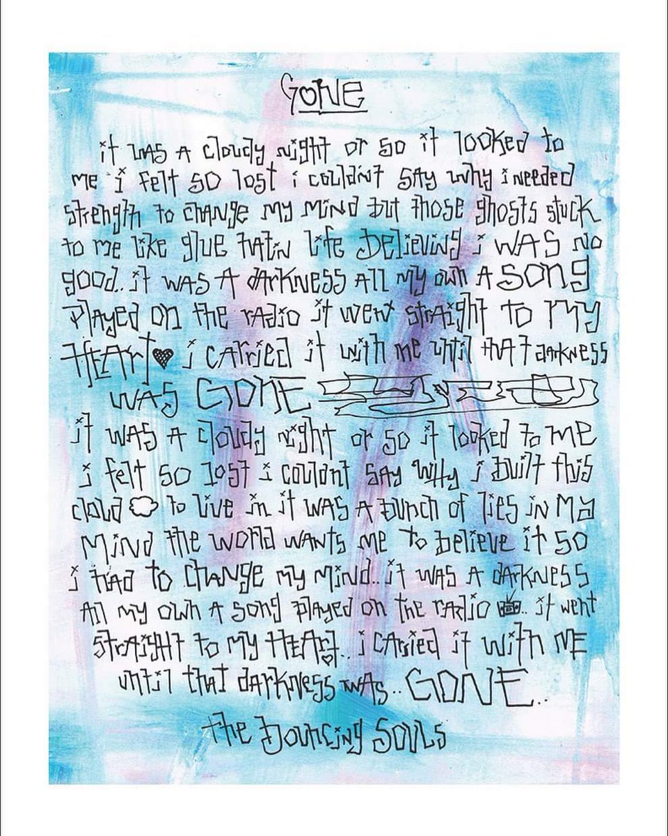 freaksnerds's tweet photo. A new limited edition โGoneโ Lyric Print is live on my website! This print is taken from a new original 11x14 lyric painting. Grab one asap...before they are โGoneโ
#bouncingsouls #gregattonito
https://t.co/kynF4RfgTk https://t.co/dWwFxh6Pfu