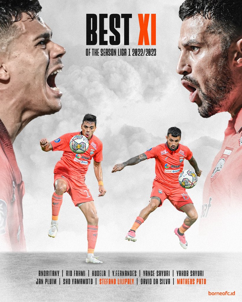 BorneoSMR's tweet photo. Dua Pemain Borneo FC Samarinda @MatheusAntnio7 dan Stefano Lilipaly Masuk Dalam Best XI of The Season Liga 1 2022/2023 Pilihan Technical Study Group (TSG) @Liga1Match 

#9emilang #BorneoFC #Samarinda #Manyala #WeAreSamarindans https://t.co/qsy8dR6L4U