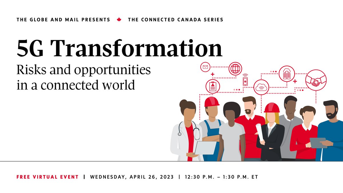globeandmail's tweet photo. Join The Globe and 5G experts on Apr. 26 for strategies to support innovation, growth, and data security in a connected world. #Globe5GEra

Sign-up: https://t.co/b01TTRxy5i https://t.co/2cwvRnFK1m