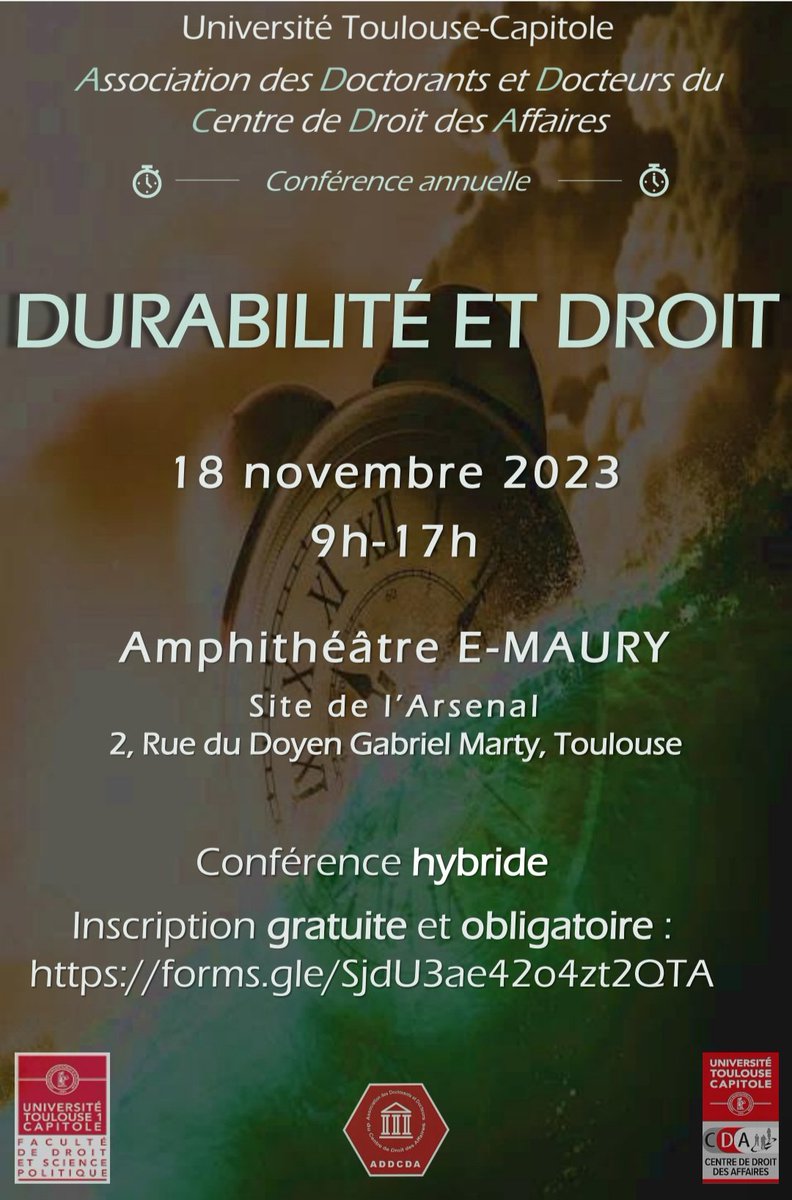 ADDCDA_UTCAP's tweet image. Dans le cadre de son #colloque annuel l&apos; #ADDCDA vous invite à envoyer vos propositions d&apos;interventions sur la thématique &quot;Durabilité et droit&quot; #Durabilitéetdroit #Appelacontribution