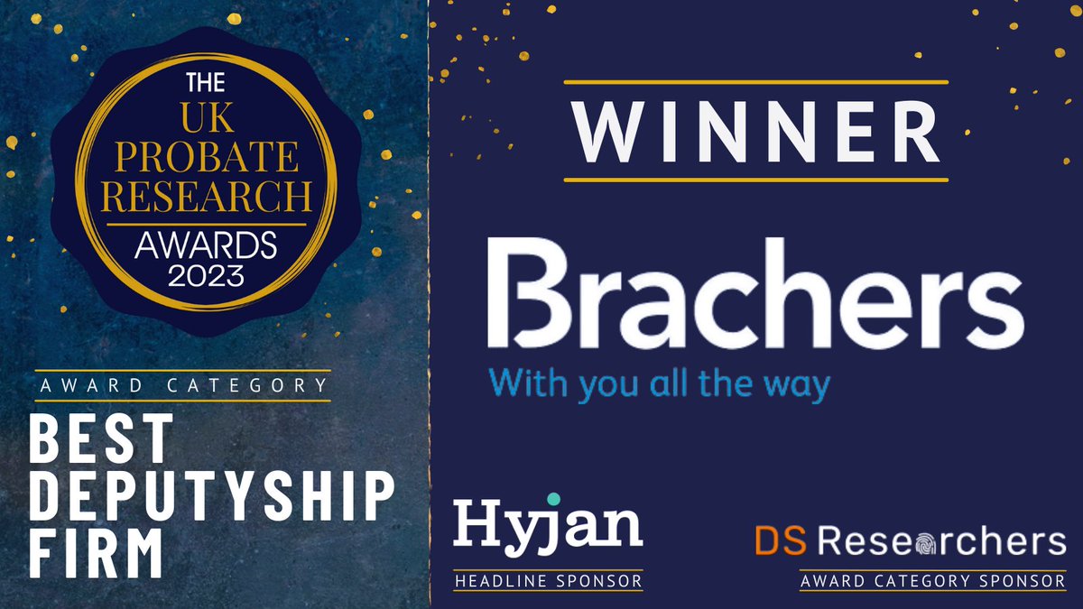 AwardsProbate's tweet photo. Tremendous well done to @BrachersLLP for being our 2023 winners for the 'Best Deputyship Firm' award π π
#Probies2023 #PRA2023 https://t.co/g1j3AicFo4
