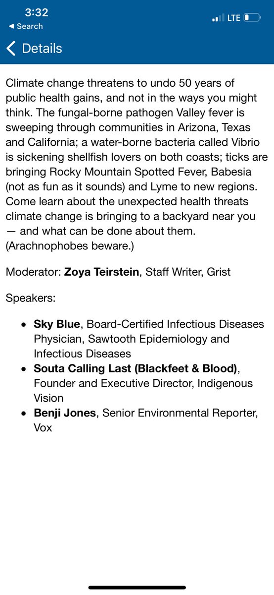 Hey #sej2023! This panel on climate change and human health is happening tomorrow at 2:15. Come learn about this under-covered topic and hear from some phenomenal speakers, including an environmental researcher from the Blackfeet Nation.