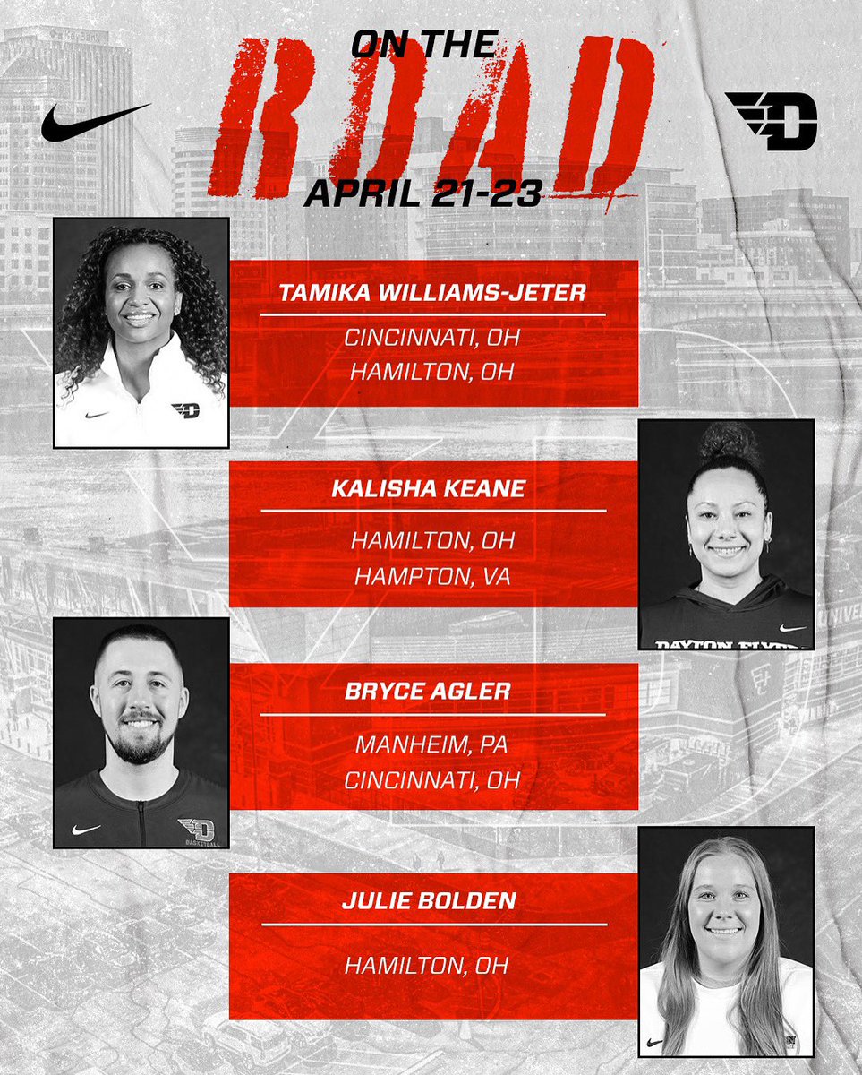 DaytonWBB's tweet photo. Our coaching staff is 𝙊𝙉 𝙏𝙃𝙀 𝙍𝙊𝘼𝘿 ✈️ Who will be the next 𝙁𝙐𝙏𝙐𝙍𝙀 𝙁𝙇𝙔𝙀𝙍?

#WhyNotUs // #GoFlyers https://t.co/ZFYvFEWZkA