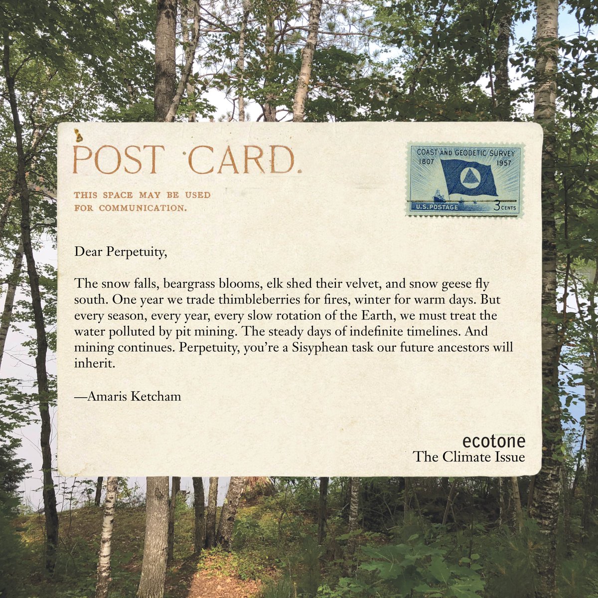 EcotoneMagazine's tweet photo. #Climatepostcard no. 1, from Amaris Ketcham (@Ketcham) https://t.co/Cf0elzHJv9