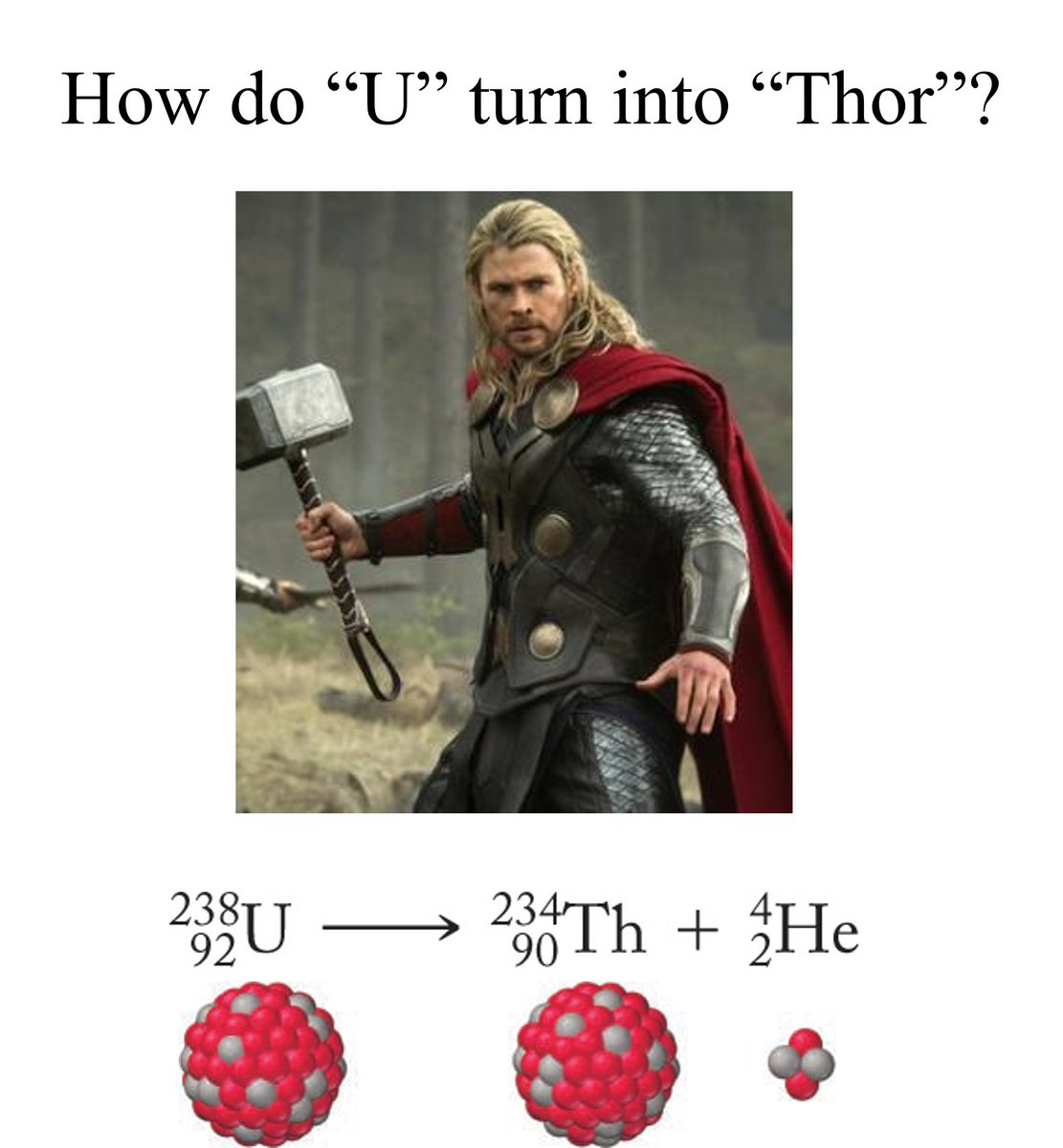 ZS_biophys's tweet photo. So, I was teaching Nuclear Chemistry today...  @chrishemsworth #alphaDecay #BadJokes https://t.co/IMxfWmxw3M