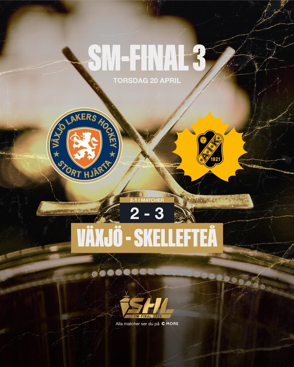 SHLse's tweet photo. Seger för @skelleftea_aik i tredje finalmatchen efter drygt 90 minuters spel 👏

Lyckas de kvittera matchserien på lördag eller kommer @VLHlive skaffa sig matchboll? 👀

#VLHSKE #SHL #twittpuck #ishockey #svsshl https://t.co/pZfs4dBY7S