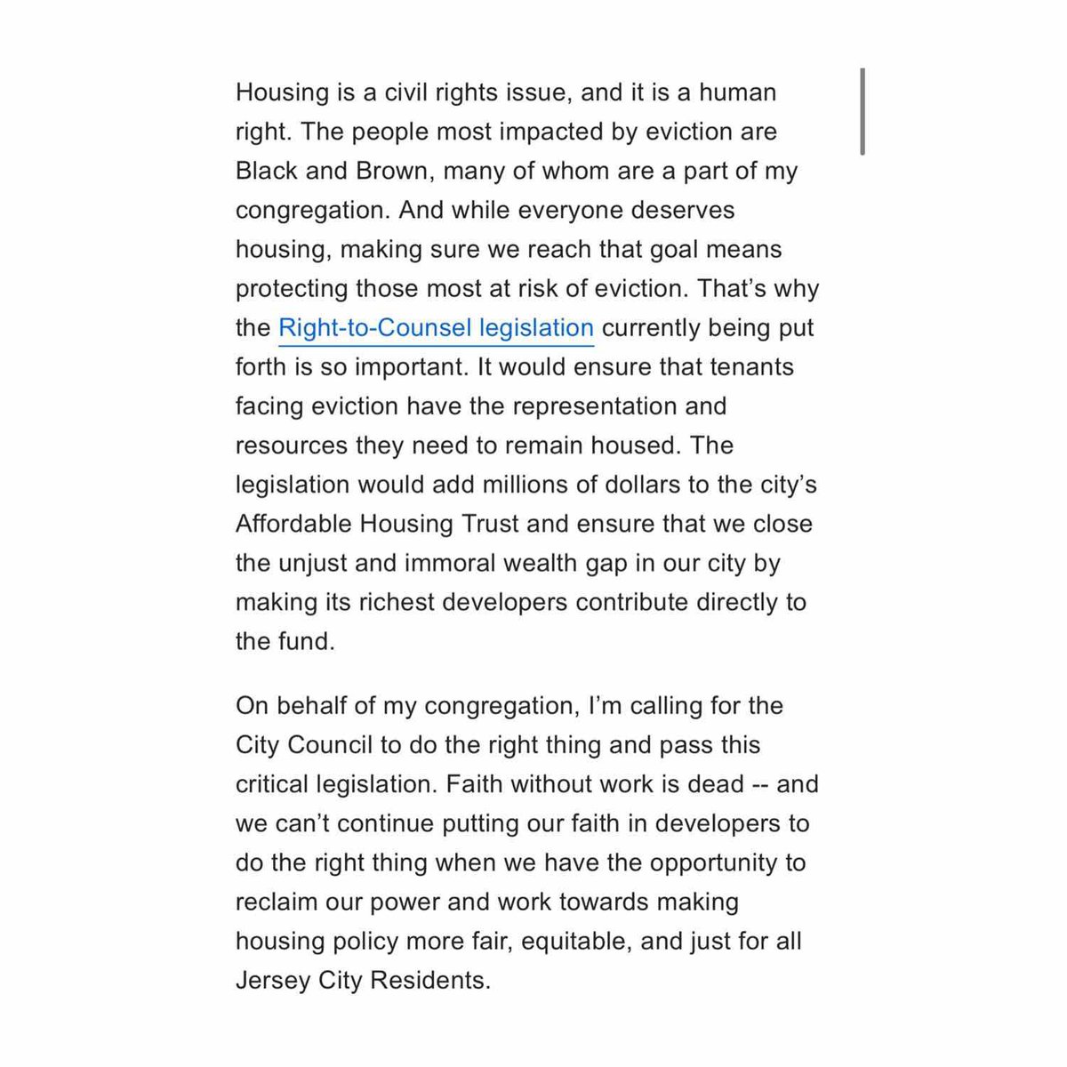SolomonforJC's tweet photo. 2) I’m grateful for his words in the Jersey Journal, and I appreciate his advocacy and dedication to protecting the most vulnerable members of our community. #SupportRTC https://t.co/Hwars7hkrr