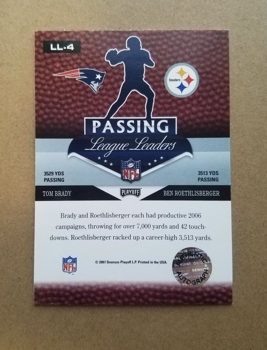 cognaccards's tweet photo. Came across someone selling this card today.

There is no wording on the back to indicate that this is authentic from Donruss.

Is it possible the sticker indicates an in-person signing? Maybe an event they were both at? I’m leaning no because Ben’s auto looks off. 

Thoughts? https://t.co/rC4z1sJpVW