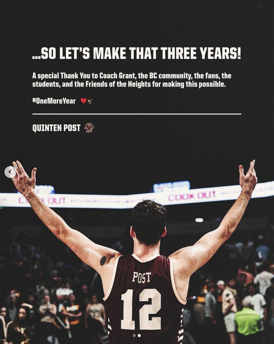 HeightsSports's tweet photo. Boston College men's basketball center Quinten Post has announced he will return to BC for one final college season, via his Instagram. https://t.co/aiFyQZsWuv