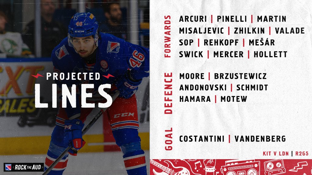 OHLRangers's tweet photo. Here we go.

Here's how we're lining up for Game 5⃣ in London 👇

#OHLRangers | #60YearsofRangers https://t.co/SdNOavYnrq