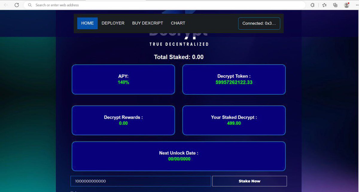 Staking is ready 🚀🚀🚀

Live soon...

<a href="/DecryptBSC/">Decrypt BSC Token</a> 
#decrypt #BNB #eth #Bitcoin #cryptocurrencies