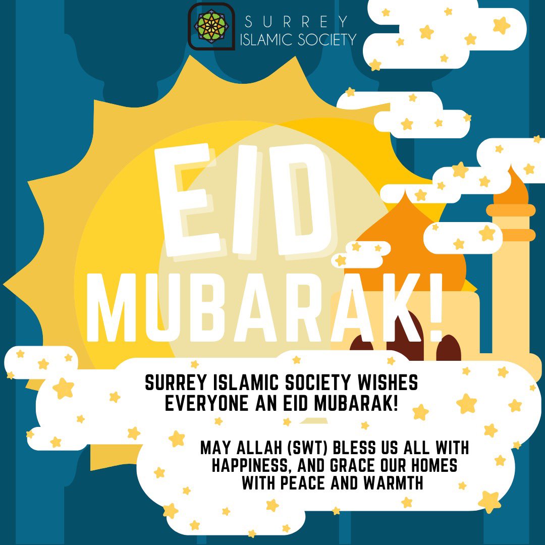 surreyisoc's tweet photo. السلام عليكم ورحمة الله وبركاته

Eid Mubarak

We hope you have a day full of nothing but blessings and love surrounded by your family and friends.

May Allah SWT accept all our fasts and supplications and may this Ramadan be a means of continuing our nearness to Allah SWT.

Ameen https://t.co/doUXKUsVPi