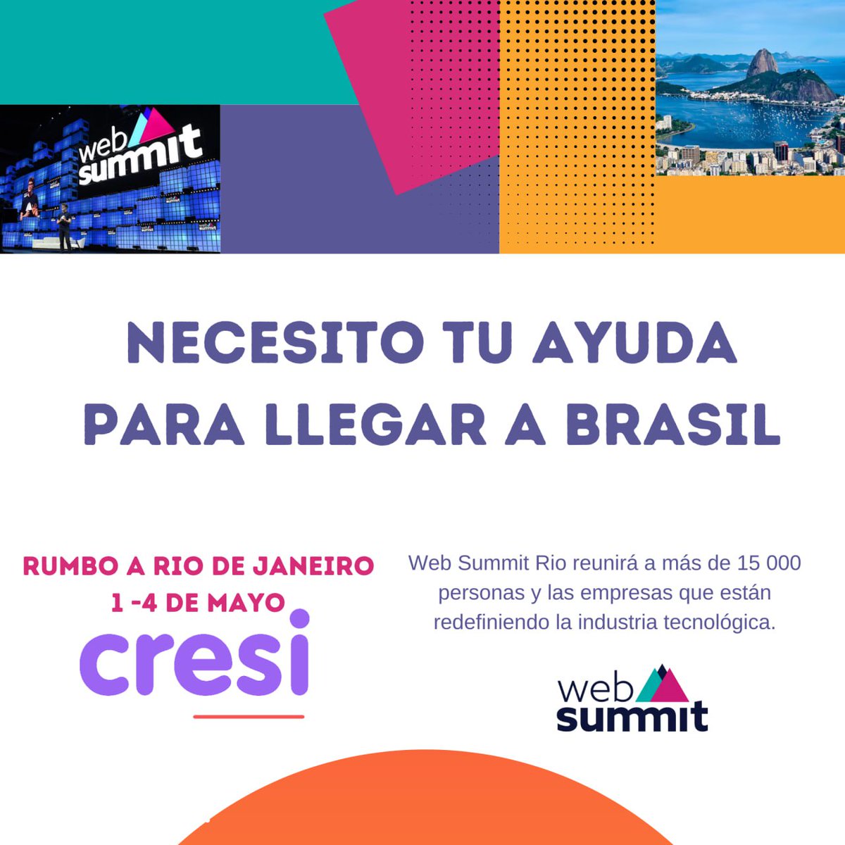 💥Nos vamos a Brasil al Web Summit. Nos das una mano para poder llegar?
matecito.co/cresi