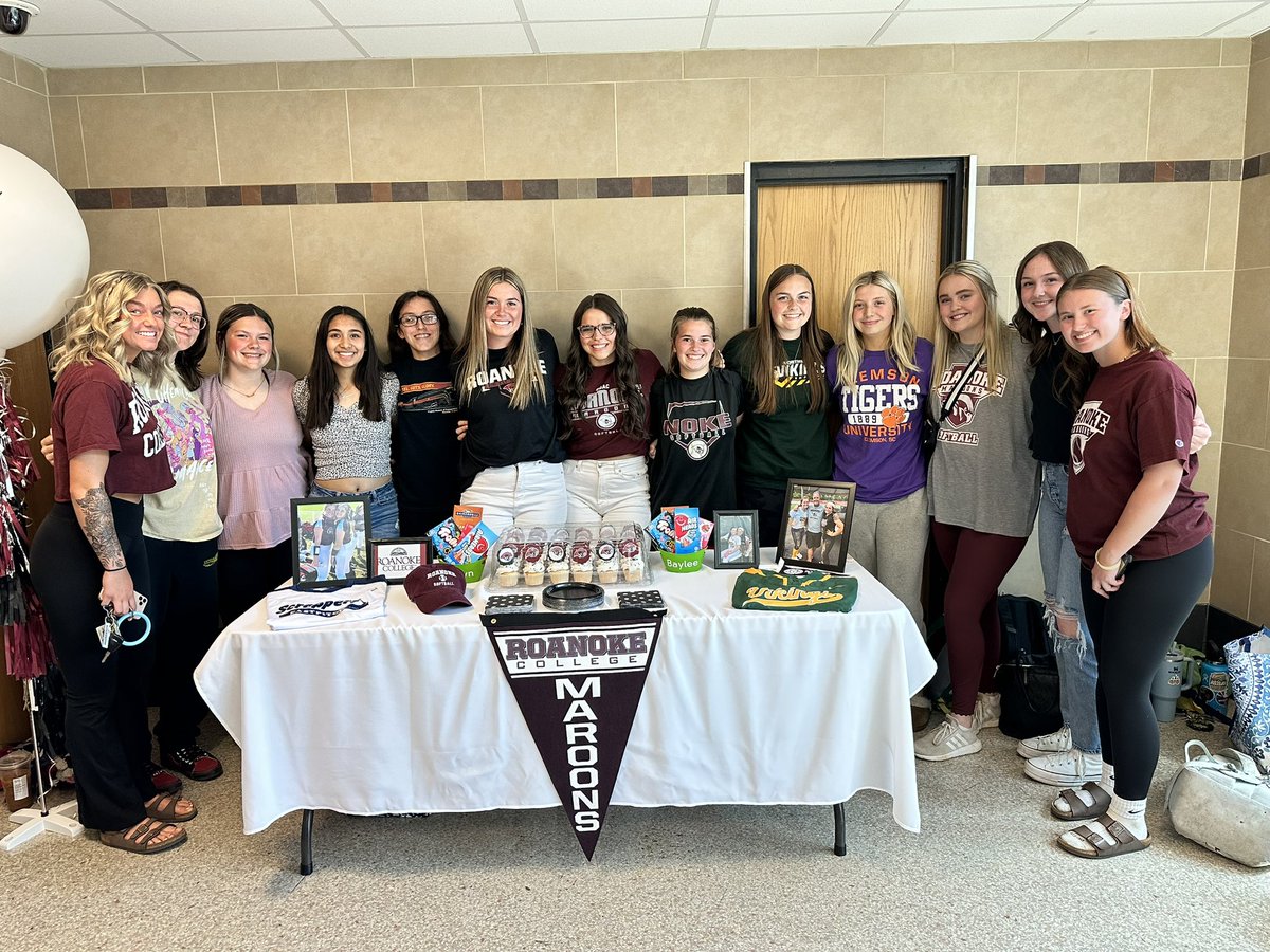 nhs_vikingsSB's tweet photo. Congrats to Carsyn &amp; Baylee for signing to continue their athletic and academic careers today at Roanoke College! These two will make great Maroons and Viking nation is so proud of you! https://t.co/deNYYrgMuT