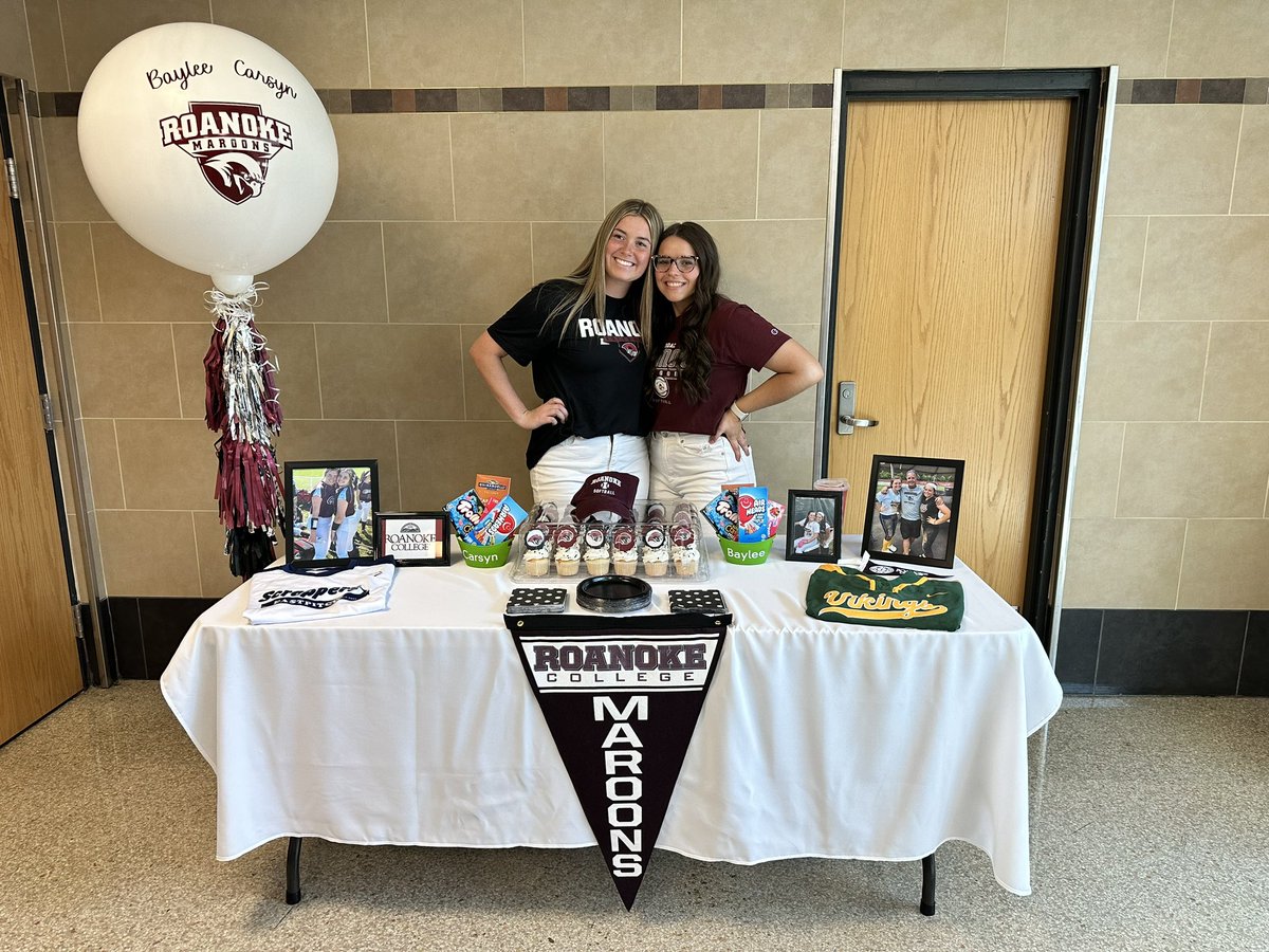 Congrats to Carsyn &amp; Baylee for signing to continue their athletic and academic careers today at Roanoke College! These two will make great Maroons and Viking nation is so proud of you!