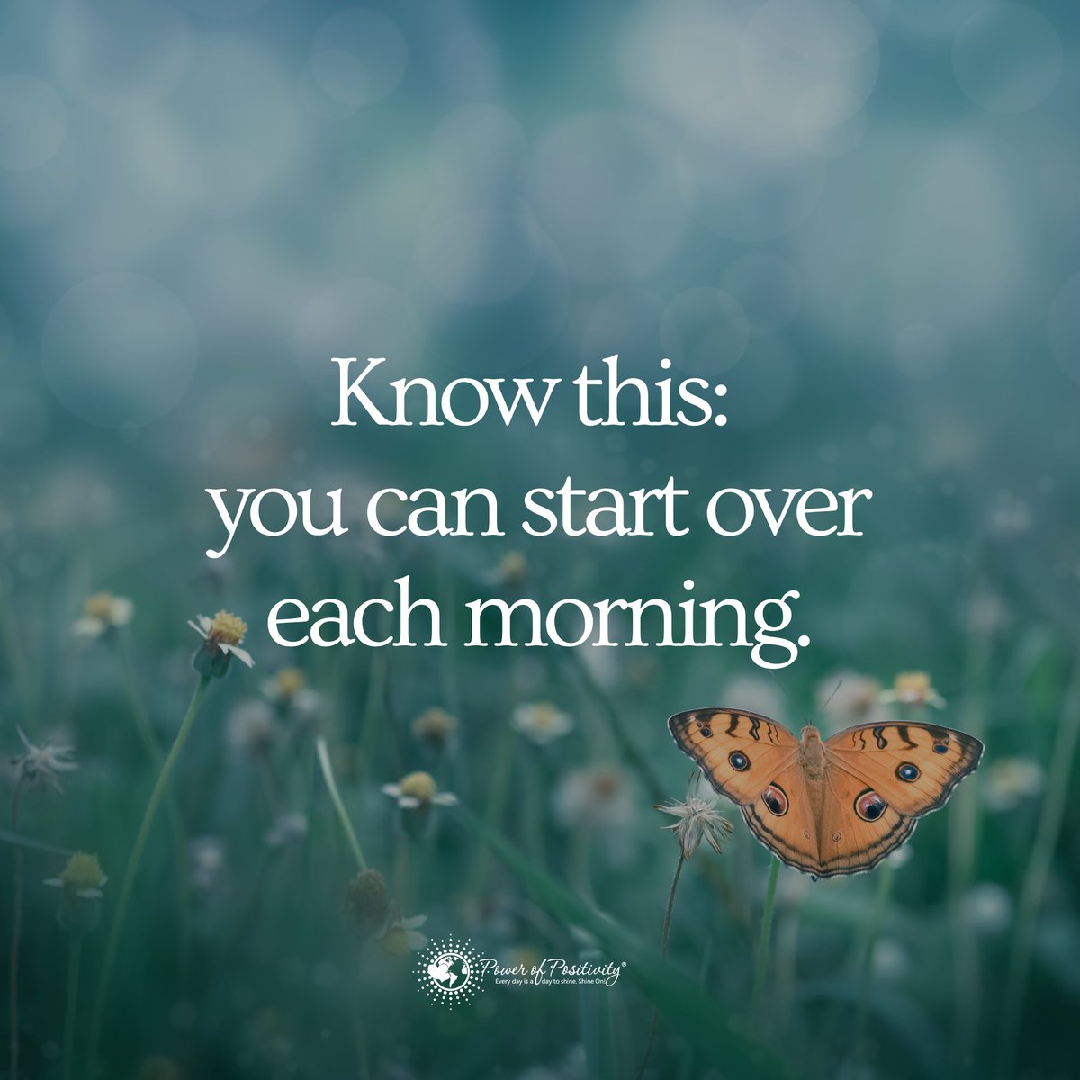 LIVEpositivity's tweet image. Know this: you can start over each morning.