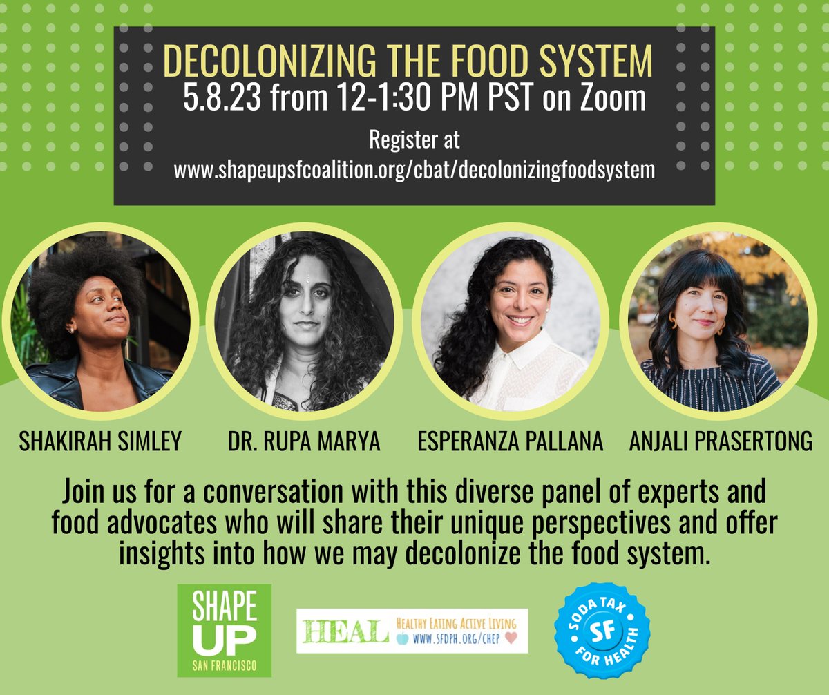 Booker T. Washington (@btwcsc) on Twitter photo Join <a href="/ShakSimley/">Shakirah Simley</a>, on 5.8 at 12-1:30pm PST, for a virtual panel about decolonizing the food system. Hosted by <a href="/shapeupsf/">ShapeUp SanFrancisco</a>, Shakirah will be in conversation with Dr. Rupa Marya, Esperanza Pallana, and public health dietitian Anjali Prasertong. Register here: us02web.zoom.us/webinar/regist… Join <a href="/ShakSimley/">Shakirah Simley</a>, on 5.8 at 12-1:30pm PST, for a virtual panel about decolonizing the food system. Hosted by <a href="/shapeupsf/">ShapeUp SanFrancisco</a>, Shakirah will be in conversation with Dr. Rupa Marya, Esperanza Pallana, and public health dietitian Anjali Prasertong. Register here: us02web.zoom.us/webinar/regist…
