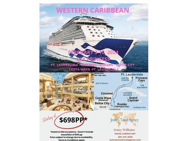 Jennys_Travel's tweet photo. 🚢 Set sail with me on the Princess Sky from Feb 3-10, 2024! Explore stunning ports in Costa Maya, Cozumel, Belize City, and Roatan. Don't miss out on this amazing adventure! 🌊🌴 #PrincessSky #CaribbeanCruise #Travel2024 🛳️🌞#CruiseLife #jennystravelagency https://t.co/CtSgBi7rBg