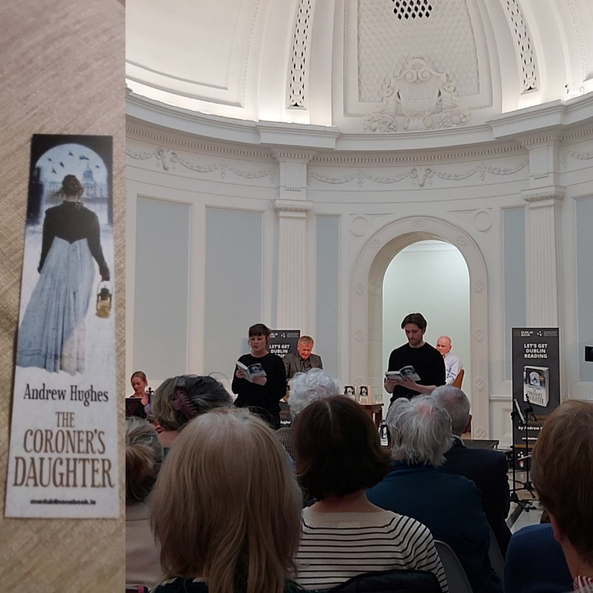A lovely evening of music, readings and discussion with writer @And_Hughes on this year's  @1dublin1book @DublinCityofLit book selection 'The Coroner's Daughter' @TheHughLane this evening now off to order my copy  #LetsGetDublinReading