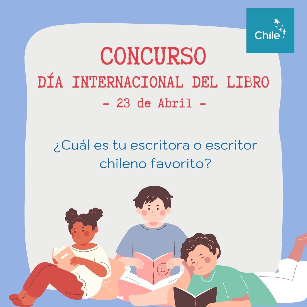 EmbaChile_Peru's tweet photo. En el marco del próximo Día Internacional del Libro (23 de abril) participa de este sorteo y conoce más de la literatura chilena 🇨🇱📚

¿Cuál es tu escritora o escritor chileno favorito? ¿Por qué? ✍️

Te leemos 👀

Más información sobre el sorteo aquí 👇 https://t.co/v4lxAEBTik