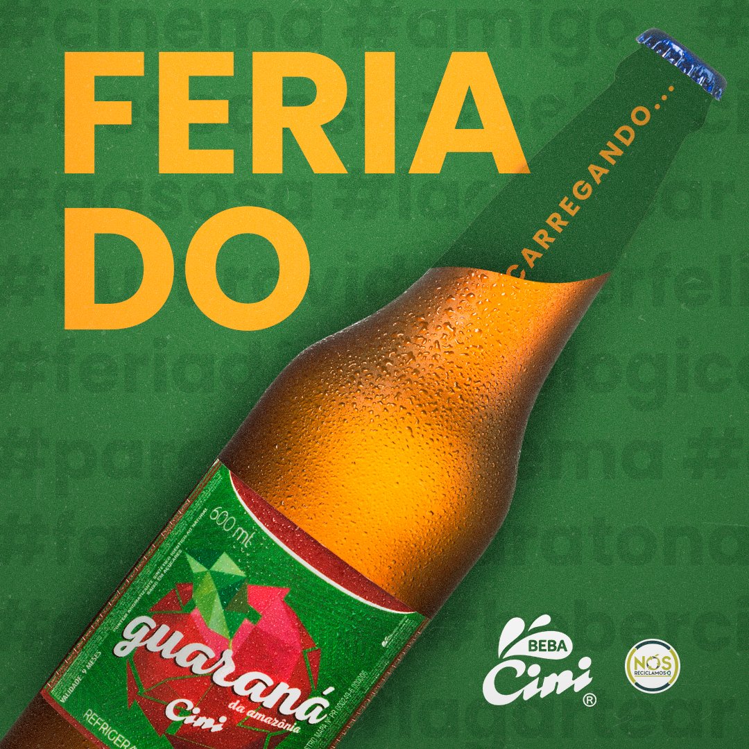 CiniBebidas's tweet photo. Nosso delicioso guaraná está carregando e contando as horas para esse merecido feriado.

😁 Conta pra gente: qual vai ser a boa desse feriadão?

#noferiadãobebacini
.
.
.
#cini #cinibebidas #curitiba #cwb https://t.co/uTXvEcnbDv