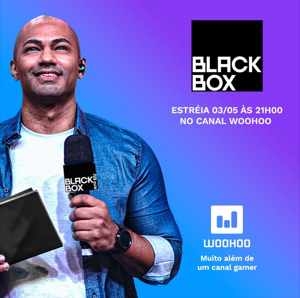 artentagencia's tweet photo. A partir de 3 de maio às 21h o nosso talentoso @BlackWill88 estreia seu próprio programa de entrevistas no canal Woohoo! O BlackBox!
Mais informações em https://t.co/RxAAldF9O1 📣🎮
#art_entretenimento #BlackWill #woohoogames #tv #televisao https://t.co/1gQnGhWvG4