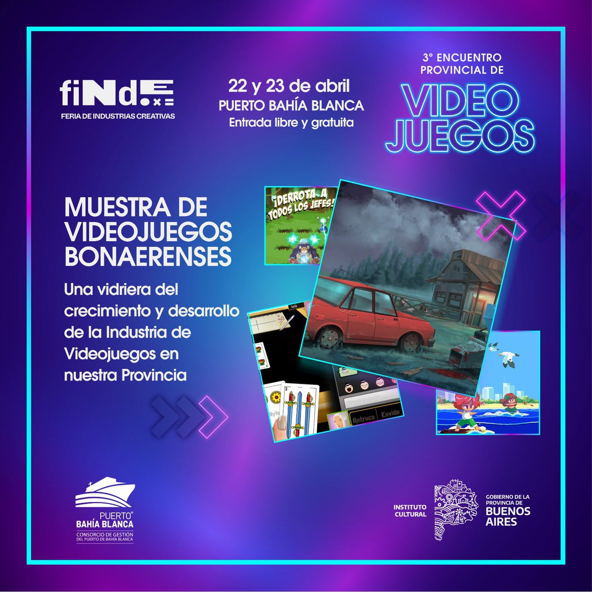 ptobahiablanca's tweet photo. Llega el 3er Encuentro de Videojuegos bonaerenses al #PuertoBahíaBlanca 🎮

Tenemos más de 50 actividades para vos 🫵🏻 
 
🖲️Simuladores de Realidad Virtual 
🕹️Juegos en consolas  
👾Desafío Game Jam 
⚽️Torneo de E-Sports 
📲Experiencias Inmersivas  
🗣️Charlas https://t.co/dCAUMaarZf